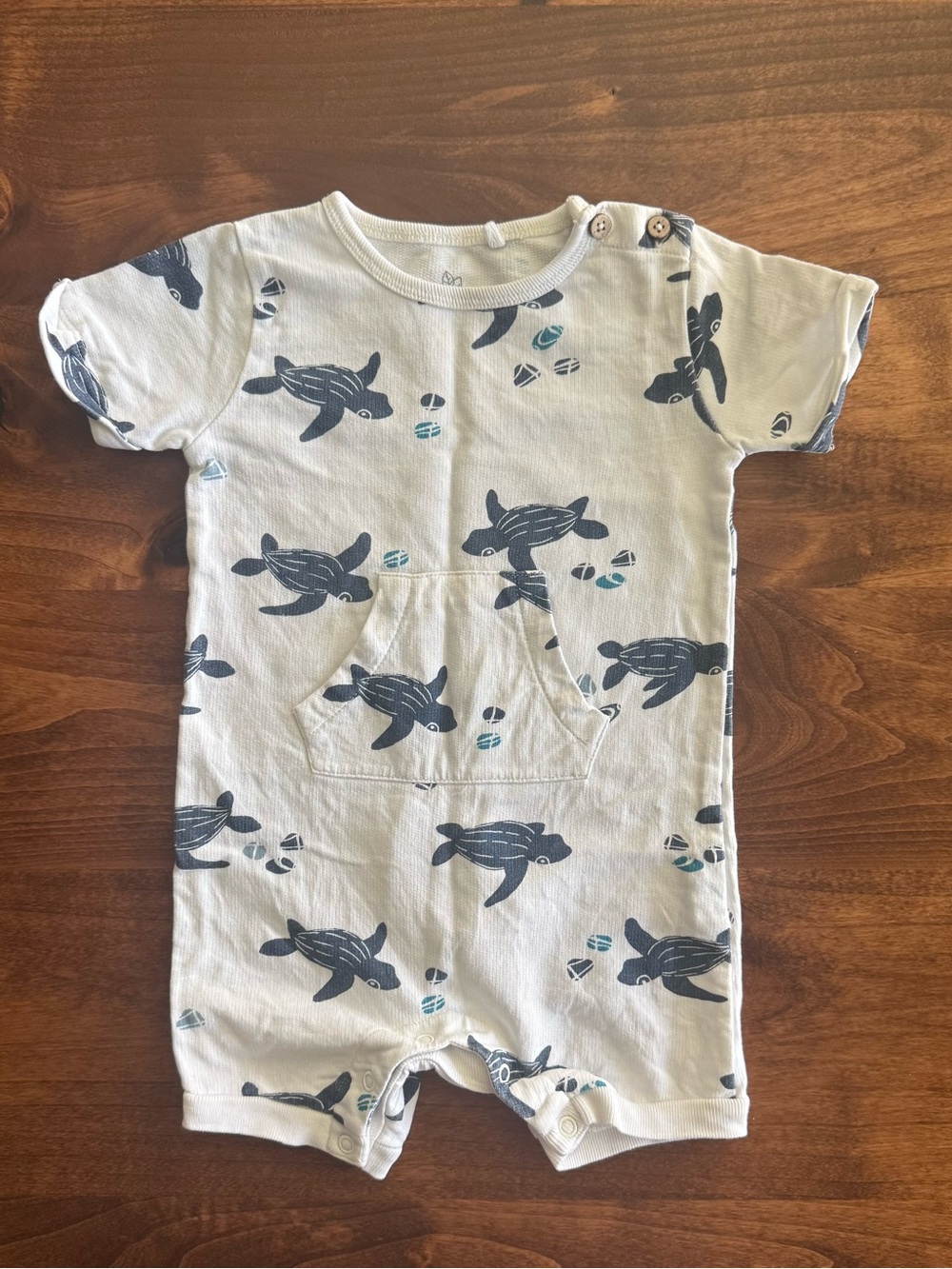 Oliver & Rain Organic Cotton Sea Turtle Romper 6 Months